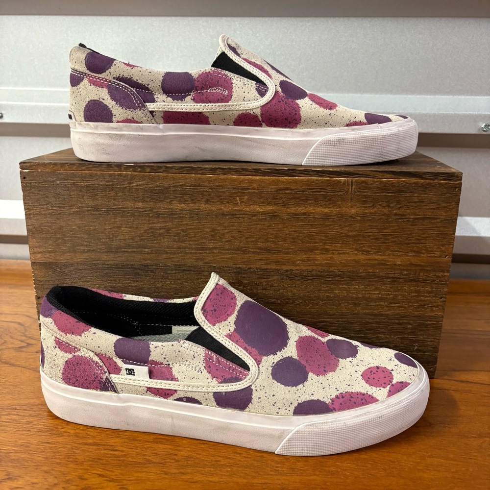 DC Shoes Men Trase Slip On Polka Dot T-Funk Leather Loafer Size 10